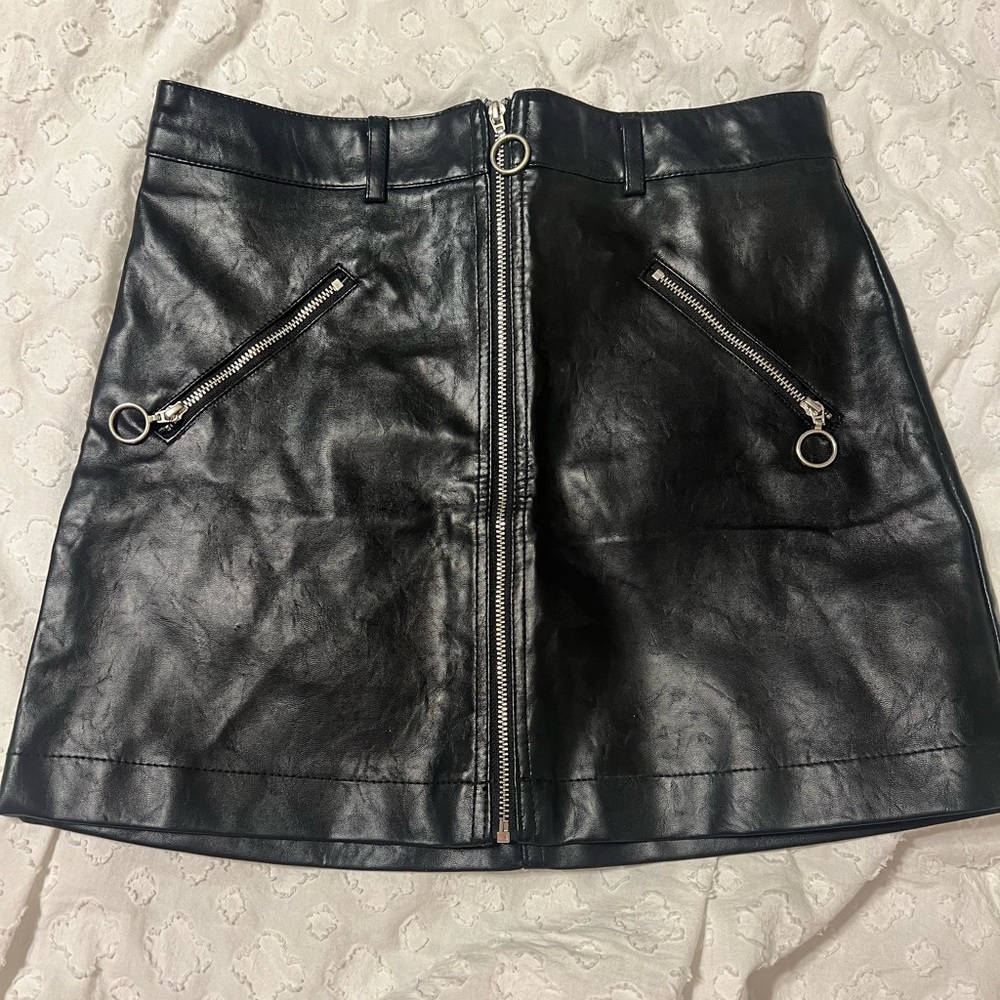 Forever 21 black leather mini skirt. Size small.
